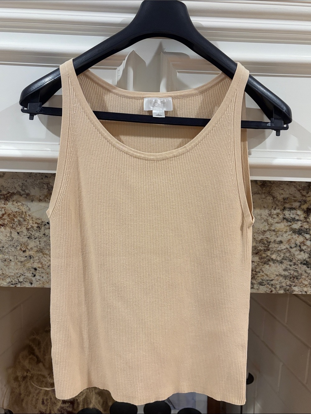 LOFT Neutral Ribbed Scoop Neck Tank - Beige